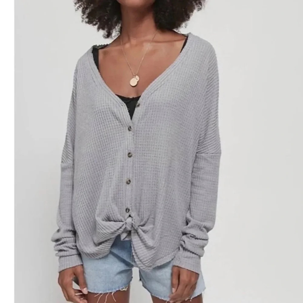 Urban Outfitters Out From Under Women's Jojo Waffle Knit‎ Button-Front Top